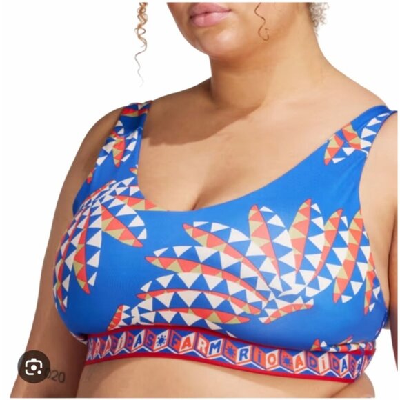 Adidas X Farm Rio Medium-Support Blue Bra Plus Size Adjustable Straps 2X - Picture 4 of 10